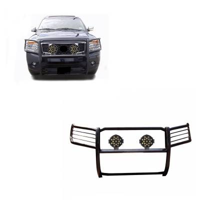 Black Horse Off Road - Black Horse 17NR26MA-PLB Black Grille Guard w/LED for Armada/Titan