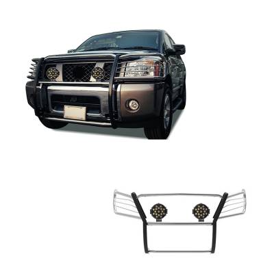 Black Horse Off Road - Black Horse 17NR26MSS-PLB SS Grille Guard w/LED for Armada/Titan/Titan