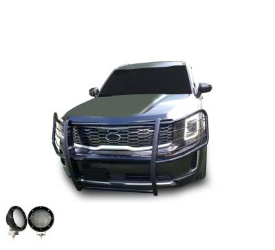 Black Horse Off Road - Black Horse 17KI01MA-PLFB Black Grille Guard w/LED for 20-24 Kia Telluride