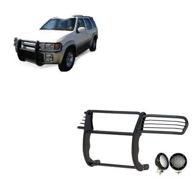 Black Horse Off Road - Black Horse 17NE23MA-PLFB Black Grille Guard w/LED for QX4/Pathfinder