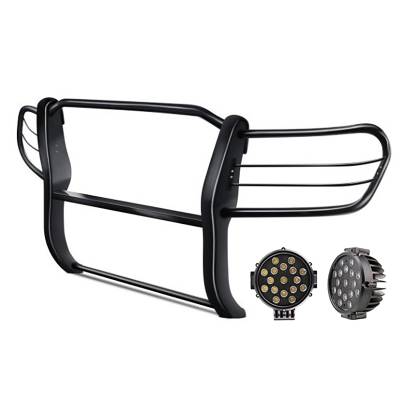 Black Horse Off Road - Black Horse 17SG598MA-PLB Black Grille Guard w/LED for 98-07 Toyota Land Cruiser