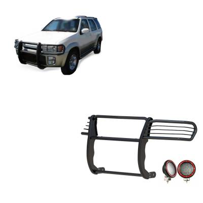 Black Horse Off Road - Black Horse 17NE23MA-PLFR Black Grille Guard w/LED for QX4/Pathfinder