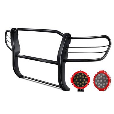 Black Horse Off Road - Black Horse 17SG598MA-PLR Black Grille Guard w/LED for 98-07 Toyota Land Cruiser