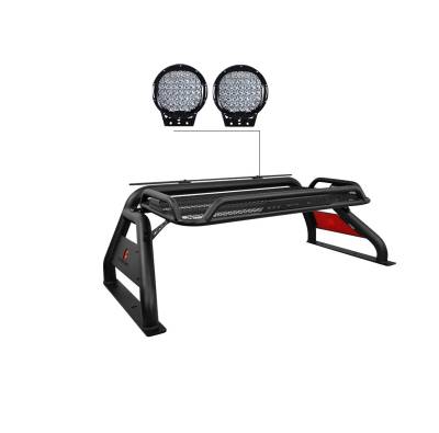 Black Horse Off Road - Black Horse ATRB-NIFRB-PL69B Atlas Roll Bar 9" LED's Black 05-21 Nissan Frontier