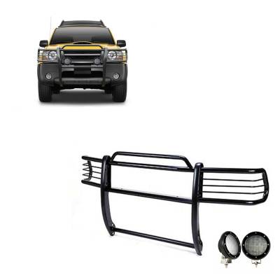 Black Horse Off Road - Black Horse 17NI26MA-PLFB Black Grille Guard w/LED for Frontier/Xterra