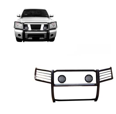 Black Horse Off Road - Black Horse 17NR26MA-PLFB Black Grille Guard w/LED for Armada/Titan
