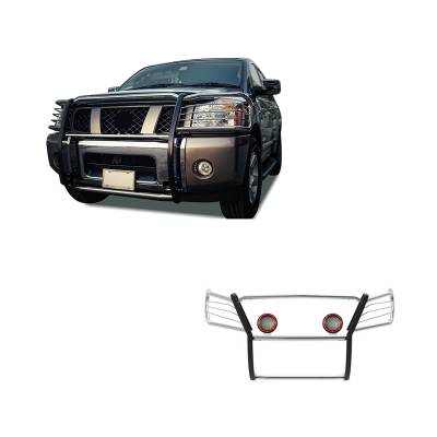 Black Horse Off Road - Black Horse 17NR26MSS-PLFR SS Grille Guard w/LED for Armada/Titan/Titan