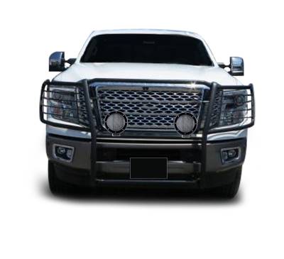 Black Horse Off Road - Black Horse 17NR27MA-PLFB Black Grille Guard w/LED for 17-24 Nissan Titan