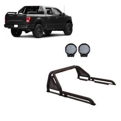Black Horse Off Road - Black Horse GLRB-01B-PL69B Gladiator Roll Bar Kit w/9" LED Lights for Titan