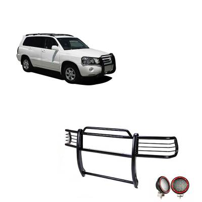 Black Horse Off Road - Black Horse 17TL26MA-PLFR Black Grille Guard w/LED for 01-07 Toyota Highlander