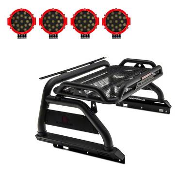 Black Horse Off Road - Black Horse ATRB6BK-PLR Atlas Roll Bar Kit 7.0" LED Black 05-24 Toyota Tacoma