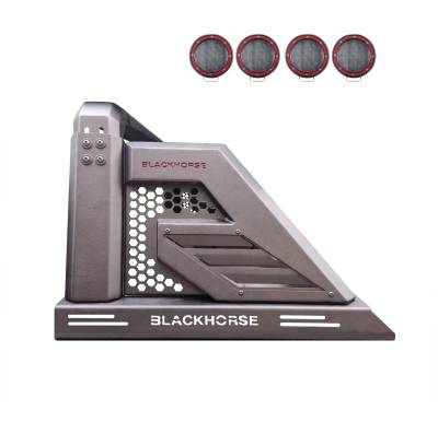 Black Horse Off Road - Black Horse AR2-03B-PLFR Armour-II Roll Bar Kit 5.3" LED's for 05-24 Tacoma