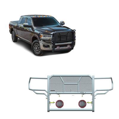 Black Horse Off Road - Black Horse RU-DORA20-B-PLFR RuggedHD Grille Guard w/5.3" LEDs for RAM 2500/3500