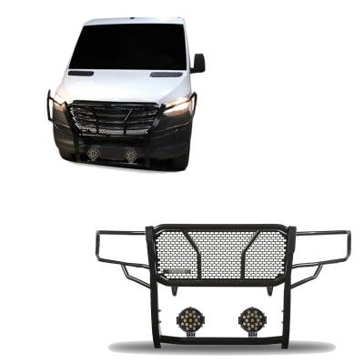 Black Horse Off Road - Black Horse RU-DOSP07-B-PLB HD Grille Guard w/7" LED for Dodge Mercedes Sprinter