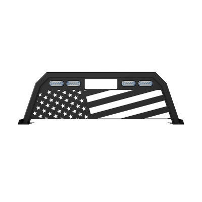 Magnum Truck Racks - Magnum Truck Racks 424LPAFJ2NB Headache Rack Low Pro American Flag Matte Black