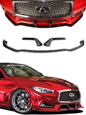 Stillen - Stillen KB11232 Front Splitter & Winglets for 17-21 Infiniti Q60
