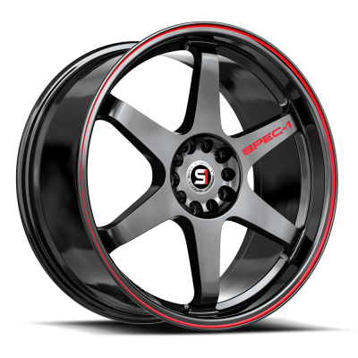 Spec-1 - Spec-1 SPT-33159915GBRL SPT-33 Wheel 15x9 4x100/4.5 15mm Gloss Black w/Red Line