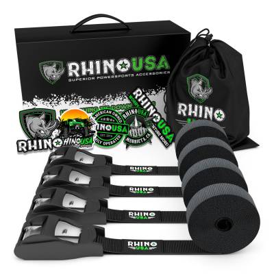 Rhino USA - Rhino USA LASHING-STRAP-4PK Black Lashing Straps 1"x12' 4pc