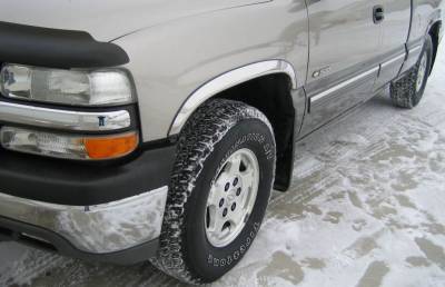 APS - APS FT03H-SIL99S Stainless Steel 2" Fender Lip Trim for 99-06 Silverado/Sierra