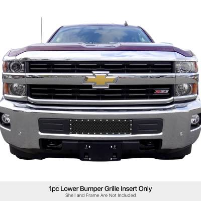 APS - APS Rivet Style Stainless Bumper Grille Black 15-19 Silverado HD GR03LFC19H