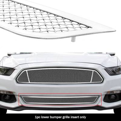 APS - APS Wire Mesh Bumper Grille Polish 15-17 Ford Mustang 2.3L/V6 GR06GFD03T