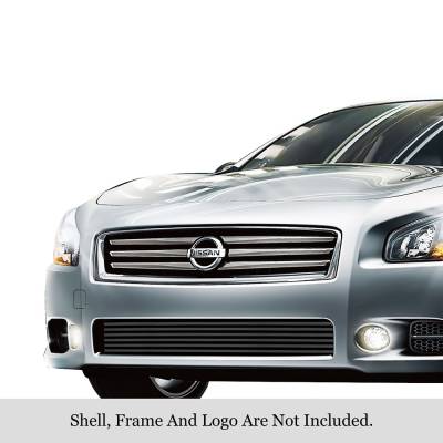 APS - APS GR14FEB25J Stainless Billet Bumper Grille Black for 09-14 Nissan Maxima