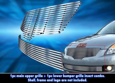 APS - APS Stainless Billet Grille Brushed for 07-09 Altima Sedan GR14HGG65C