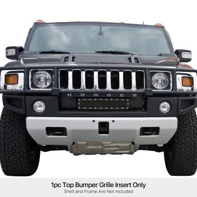 APS - APS Rivet Style Stainless Bumper Grille Black 03-07 Hummer H2 GR03LFE80H