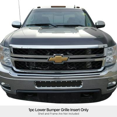 APS - APS Rivet Style Stainless Bumper Grille Black 11-14 Silverado HD GR03LFH32H