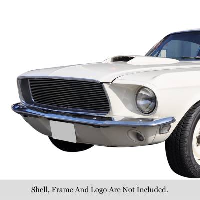 APS - APS GR06HEB48J Stainless Billet Grille Black for 67-68 Ford Mustang