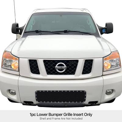 APS - APS GR14LED13H Rivet Style Stainless Bumper Grille Black for 04-15 NIssan Titan