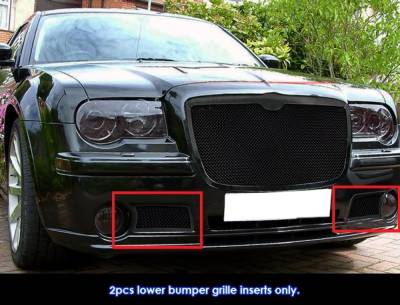 APS - APS Wire Mesh Bumper Grille Black for 05-10 Chrysler 300C GR18GEC09H