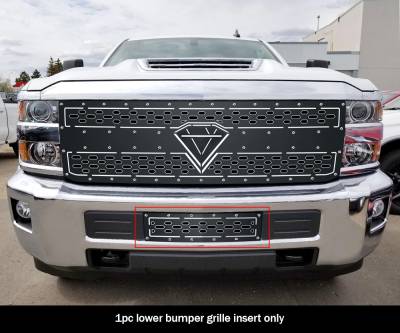 APS - APS Laser Cut Stainless Bumper Grille Black 15-19 Silverado HD GR03DFC19D