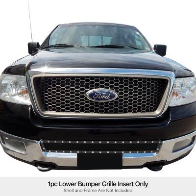 APS - APS Rivet Style Stainless Bumper Grille Black 04-05 Ford F150 GR06LEC51H