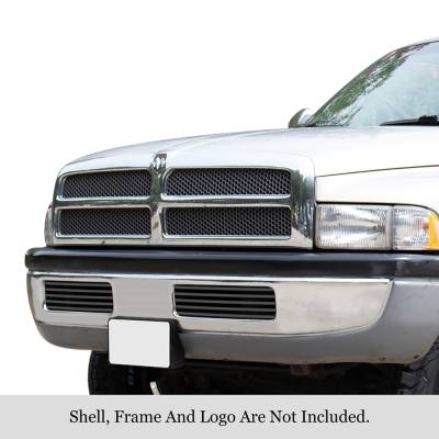APS - APS GR04HEJ35J Stainless Billet Bumper Grille Black for 94-01 Dodge RAM Trucks