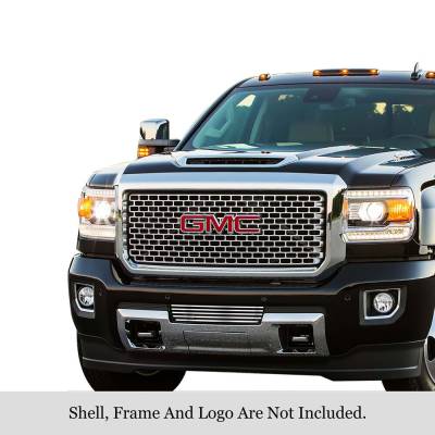 APS - APS GR07FFC26S Stainless Billet Bumper Grille Polish for 15-19 GMC Sierra HD