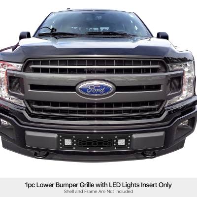 APS - APS GR06LFD01L Laser Cut Stainless Bumper Grille Black for 18-20 Ford F150