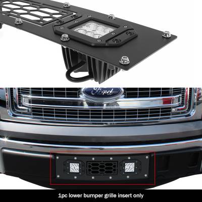 APS - APS GR06LFG89L Laser Cut Stainless Bumper Grille Black 09-14 Ford F150