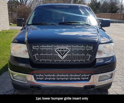 APS - APS Laser Cut Stainless Bumper Grille Black 04-05 Ford F150 GR06DEC51D