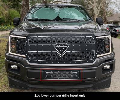 APS - APS Laser Cut Stainless Bumper Grille Black 18-20 Ford F150 GR06DFD01D