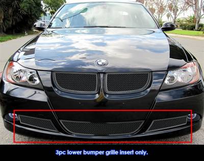 APS - APS Wire Mesh Bumper Grille Black for 06-07 BMW 325I/330I GR23GEE24H
