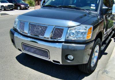 APS - APS Wire Mesh Grille Polish for 04-07 Nissan Titan GR14GGH69S