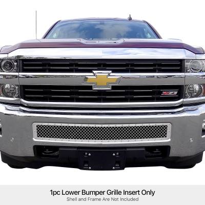 APS - APS Rivet Style Stainless Bumper Grille Polish 15-19 Silverado HD GR03LEA84S