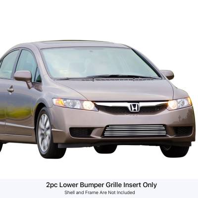 APS - APS Stainless Billet Bumper Grille Brushed 09-11 Honda Civic Sedan GR08FFG68C