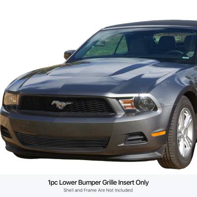APS - APS GR06FFF55J Stainless Billet Bumper Grille Black for 10-12 Ford Mustang V6
