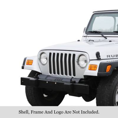 APS - APS Stainless Billet Grille Black for 97-06 Jeep Wrangler TJ GR10FED92J