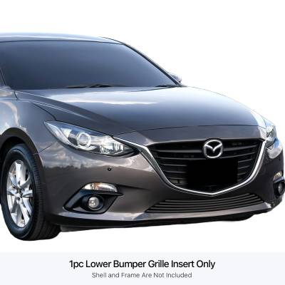 APS - APS GR13FEI71J Stainless Billet Bumper Grille Black for 14-16 Mazda 3