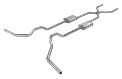 Pypes Performance Exhaust - Pypes SGT78V Crossmember Back w/H-Pipe Split Rear Dual Exhaust Kit for 67-74 GM