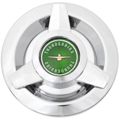 Wheel Vintiques - Wheel Vintiques 1038-GRNR 6" T-Bird 3-Bar Green Chrome Cap