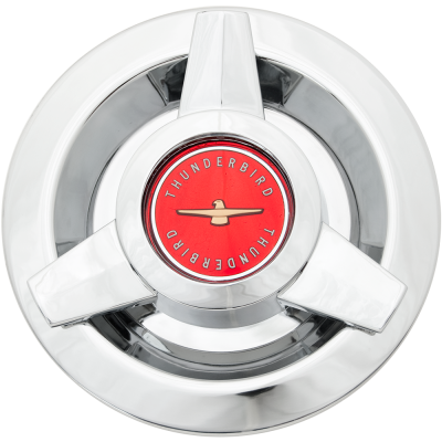 Wheel Vintiques - Wheel Vintiques 1038-REDR 6" T-Bird 3-Bar Red Chrome Cap